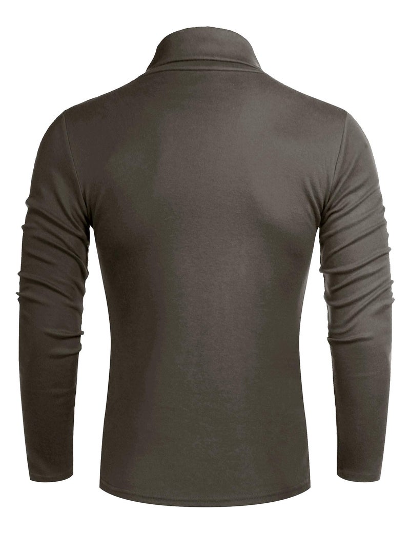 Poriff Men's Lightweight Basic Tops Knitted Thermal Turtleneck Pullover Sweater Brown M - Image 3